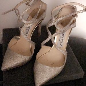 Jimmy Choo Lancer Silver Glitter Pumps